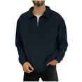 thumbnail image 1 of Quarter Zip Sweatshirt for Men Fleece Long Sleeve Collared Polor Sweaters Casual Basic 2025 Fall Winter Warm Top Outfits (XL, Navy), 1 of 6