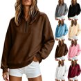 thumbnail image 1 of Quarter Zip Sweatshirt for Women Oversized Drop Shoulder Long Sleeve Pullover Preppy Aesthetic Top, 1 of 7