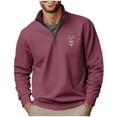 thumbnail image 1 of Quarter Zip Sweatshirts Men, Men's Sweatshirt Deer Printed Polos Shirts Work Half Zip Outwears Plain Pullovers Long Sleeve Tops Lapel Collar Sweaters for Travelling, Walking, 1 of 4