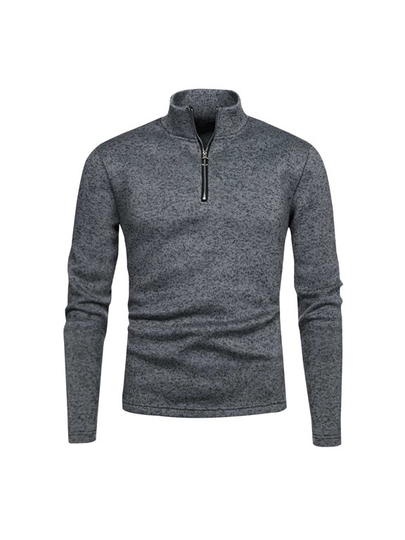 Quarter Zip Sweatshirts for Men,Mens Solid Color Half Zip Jackets Plain Work Tactical Pullover Stand Collar Long Sleeve Tops Turtle Neck Sweaters for Outdoor Workout