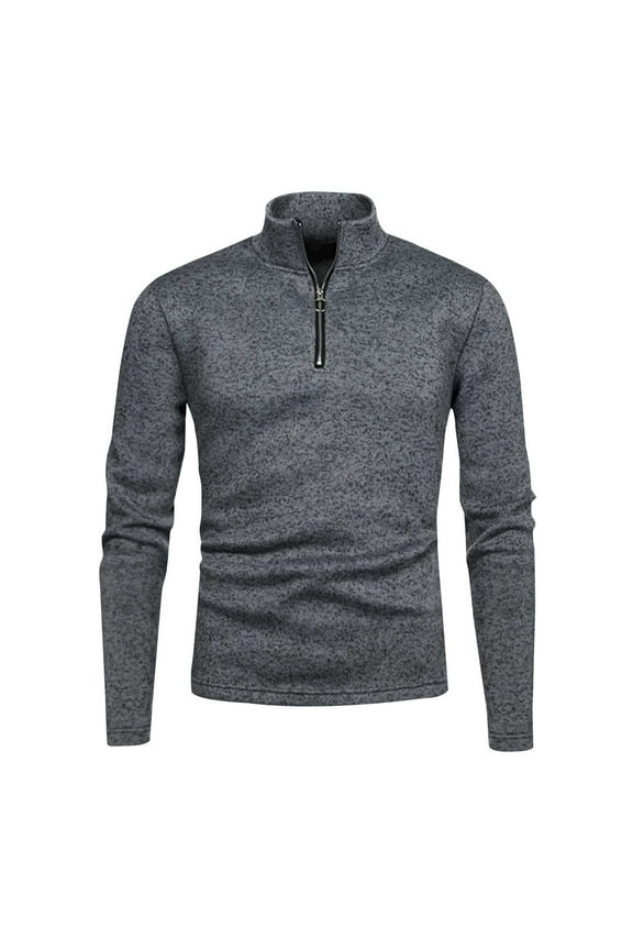 Quarter Zip Sweatshirts for Men,Mens Solid Color Half Zip Jackets Plain Work Tactical Pullover Stand Collar Long Sleeve Tops Turtle Neck Sweaters for Outdoor Workout