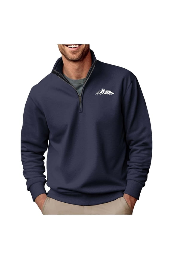 Quarter Zip Sweatshirts Men, Mens Sweatshirt Dashan Printed Polos Shirts Work Half Zip Outwears Plain Pullovers Long Sleeve Tops Lapel Collar Sweaters for Travelling,Walking