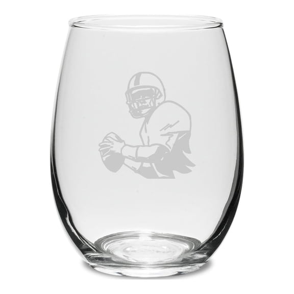 Quarterback Swing 15 oz. Deep Etched Stemless Wine Glass