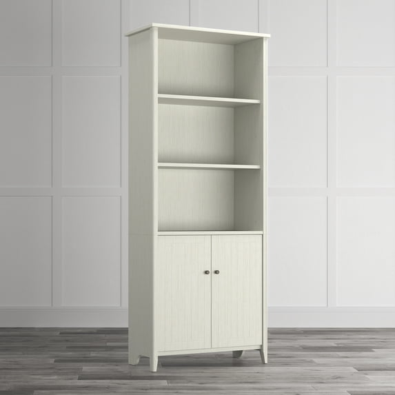 Quarters & Craft High Tide Collection Home Office Library Bookcase, in Weathered White (QCLIBBWH)