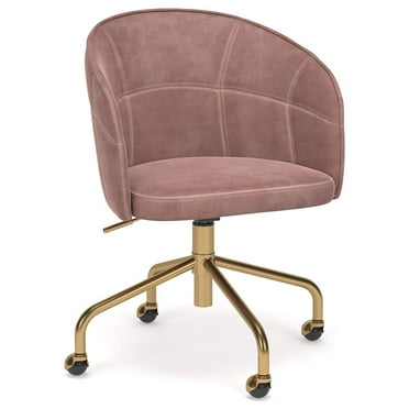 Quarters & Craft Velvet Upholstered Task Chair, Office Chair, in Rose (QCS102VA07G)