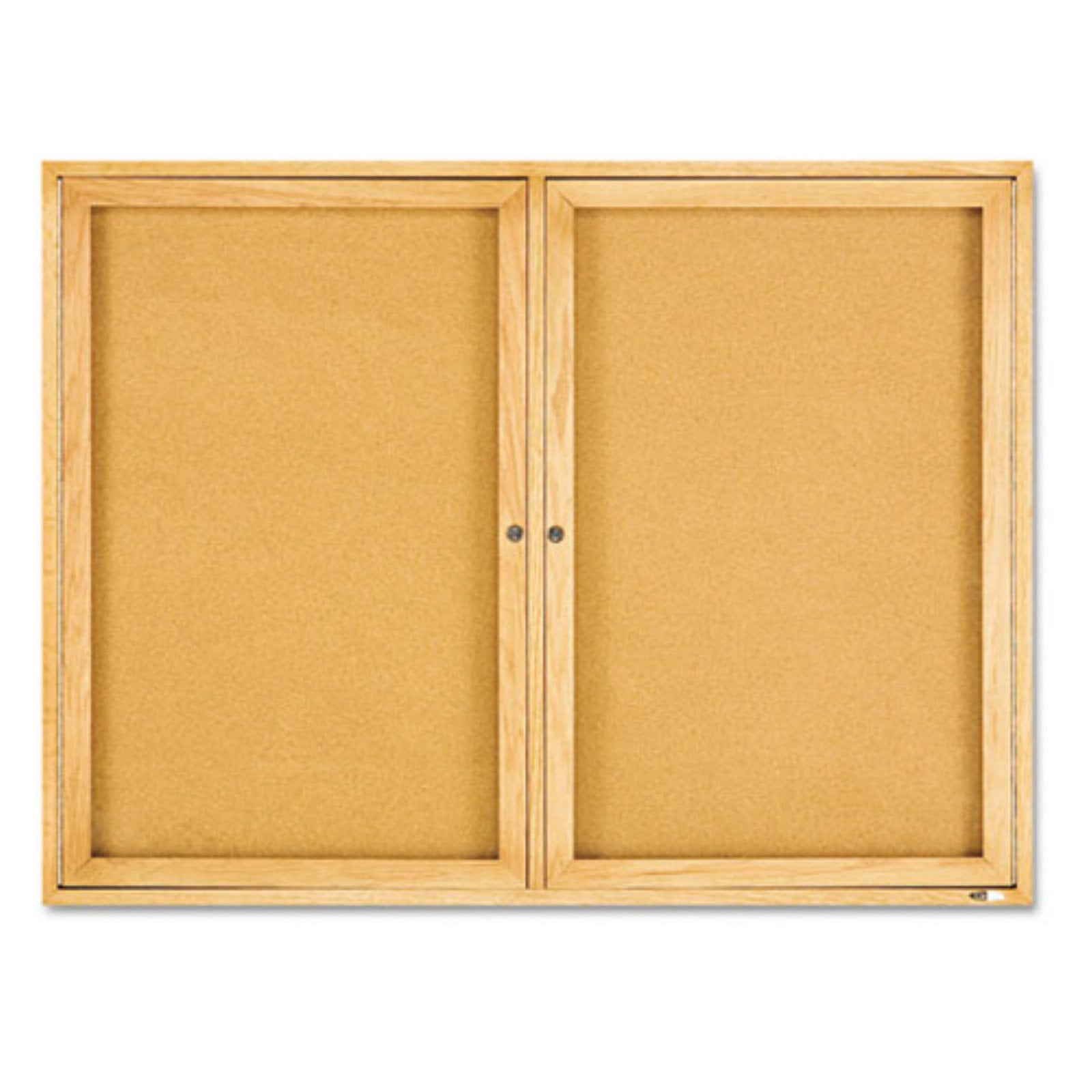 Quartet 48 x 36 in. Enclosed Cork Bulletin Board with Oak Frame