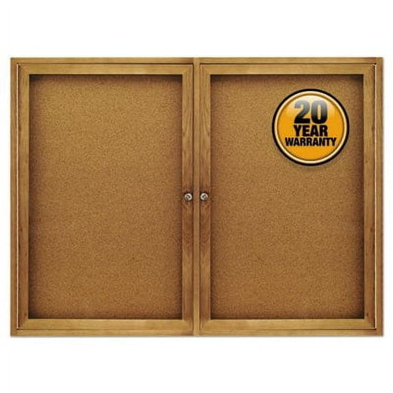 Quartet 48 x 36 in. Enclosed Cork Bulletin Board with Oak Frame