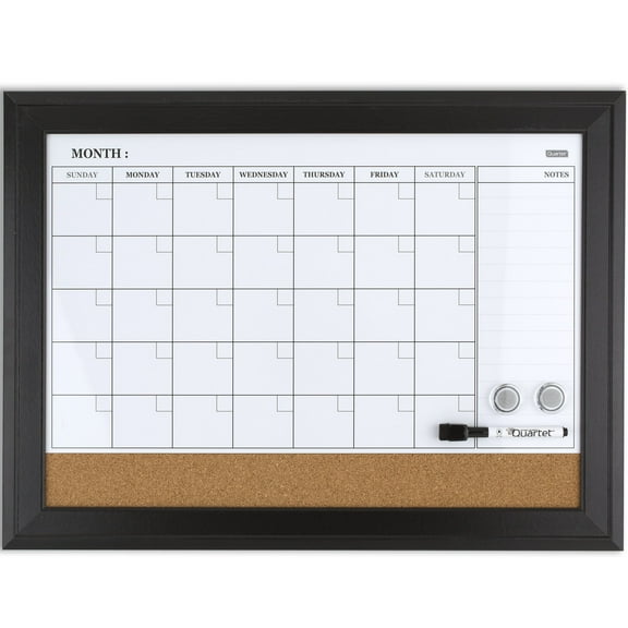 Quartet Magnetic Cork & Dry Erase Calendar Whiteboard Espresso Frame 814928