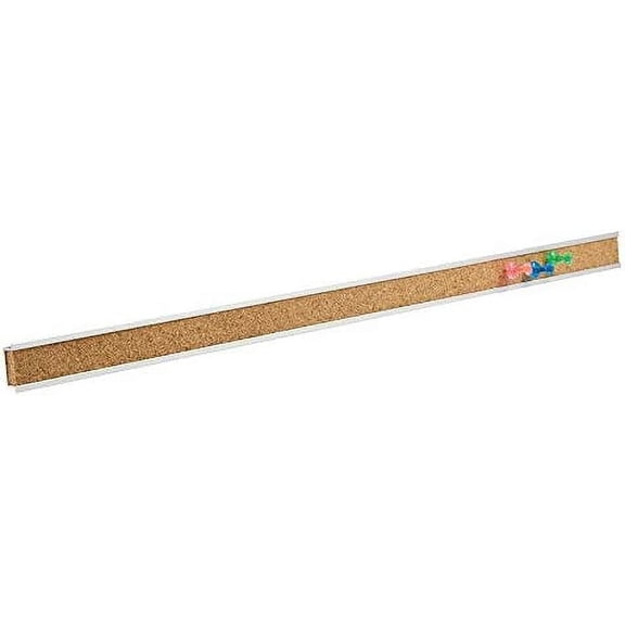 Quartet Bulletin Bar Strip, Cork Board, 24" x 1", Classroom, Office, Cubicle, Aluminum Frame (2004), QRT2004, Natural , Beige
