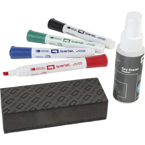 Quartet Classic Dry-Erase Kit Chisel Tip Dry-Erase Markers Eraser Spray Cleaner