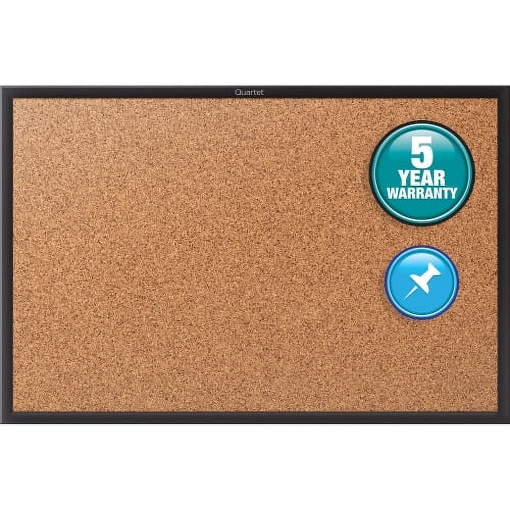 Quartet Classic Series Bulletin Board 48" Height x 96" Width - Brown Natural Cork Surface - Self-healing, Durable, Sturdy - Black Aluminum Frame - 1 / Each
