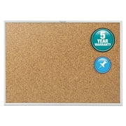 Quartet Classic Series Cork Bulletin Board, 60" x 36", Tan Surface, Anodized Aluminum Frame