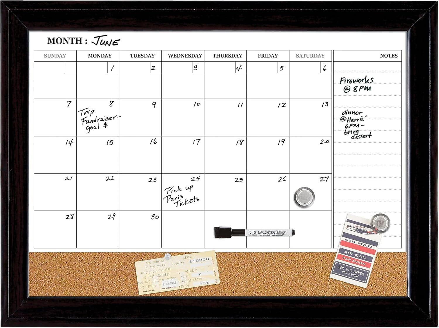 Quartet Combination Whiteboard Calendar & Corkboard, 17" x 23