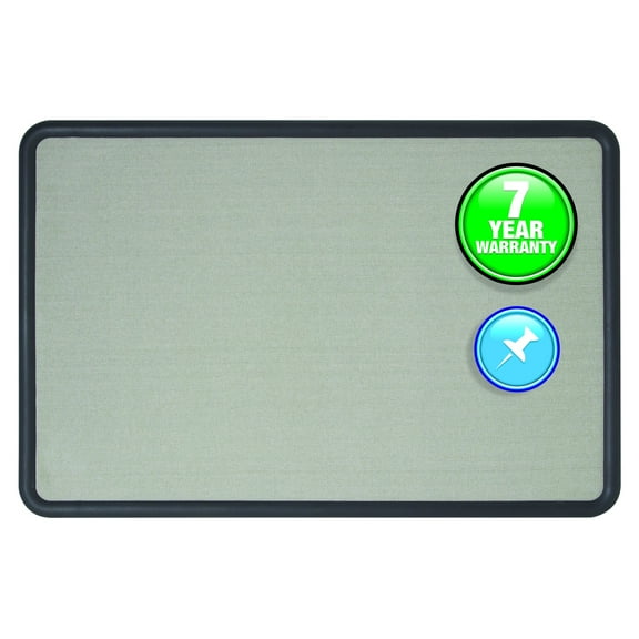 Quartet Contour Fabric Bulletin Board, 4' x 3', Black Frame, Gray Fabric (7694G)