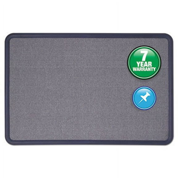 Quartet Contour Fabric Bulletin Board, 48 x 36, Light Blue Surface, Navy Blue Plastic Frame (7694BE)