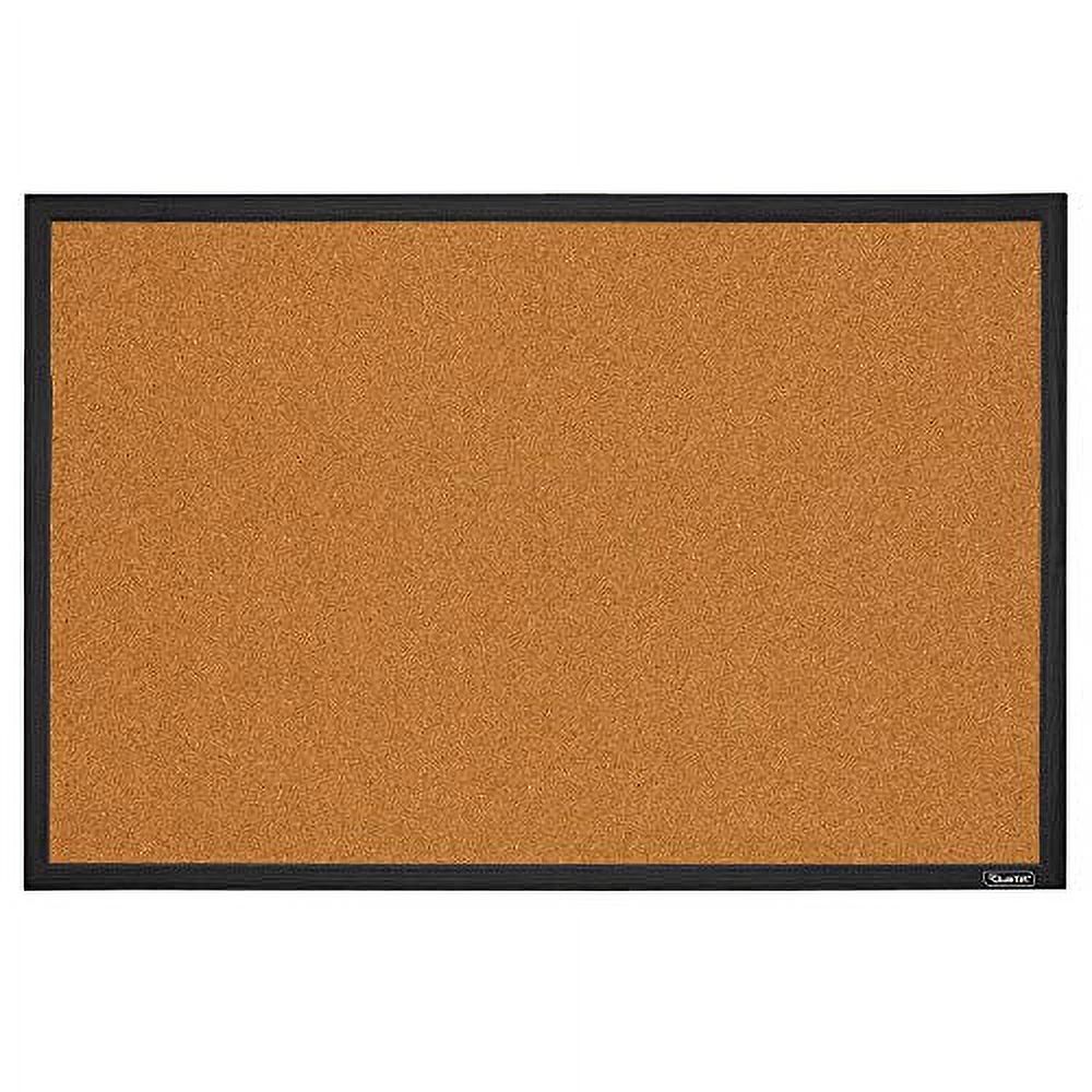 Quartet Cork Board Bulletin Board, 2' x 3' Framed Corkboard, Black