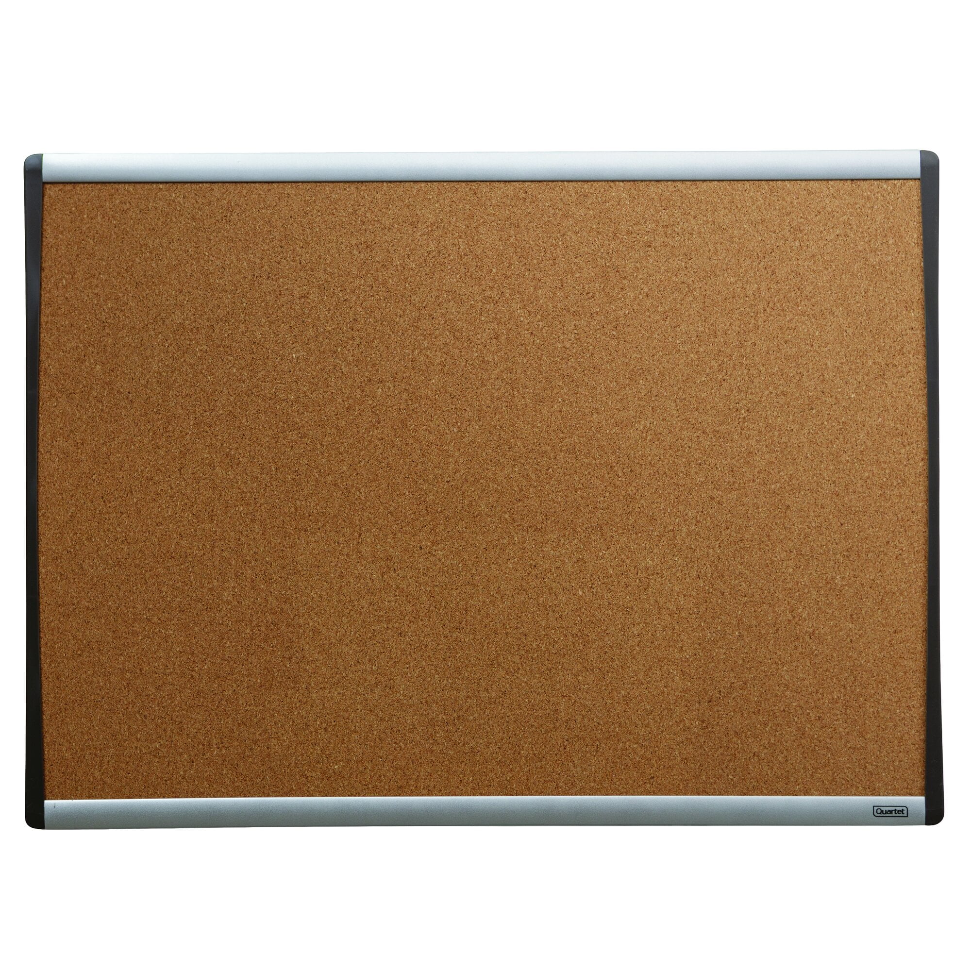 Quartet Cork Bulletin Board, 17" x 23", Black and Silver Frame