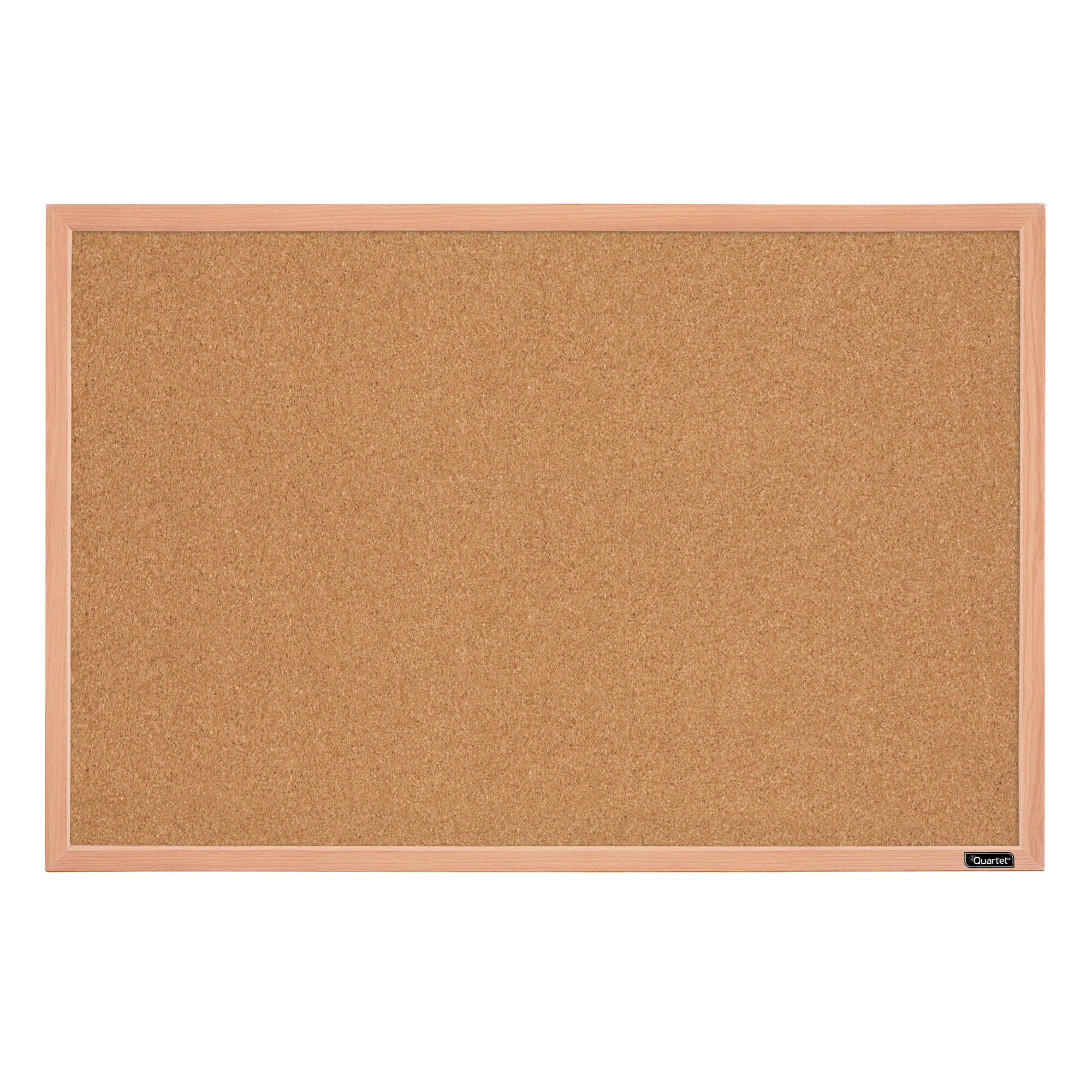 Versatile Oak Finish 35"x22.5" Wood Frame Cork Bulletin Board