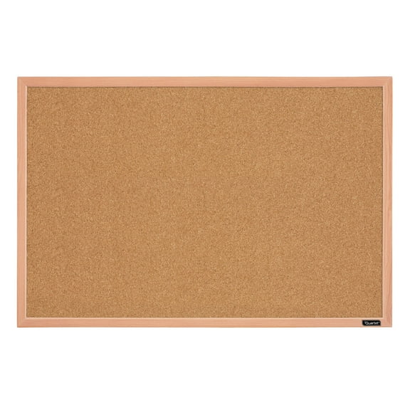 Quartet Cork Bulletin Board, 23" x 35", Oak Finish Frame (35-380352Q)