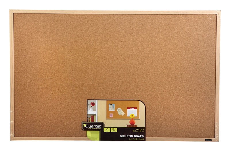 Versatile Oak Finish 35"x22.5" Wood Frame Cork Bulletin Board