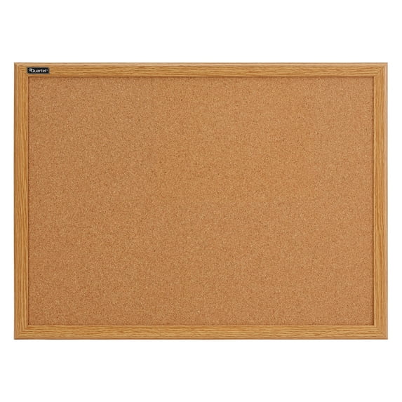 Quartet Cork Bulletin Board 24 x 18 Oak Finish Frame 85212