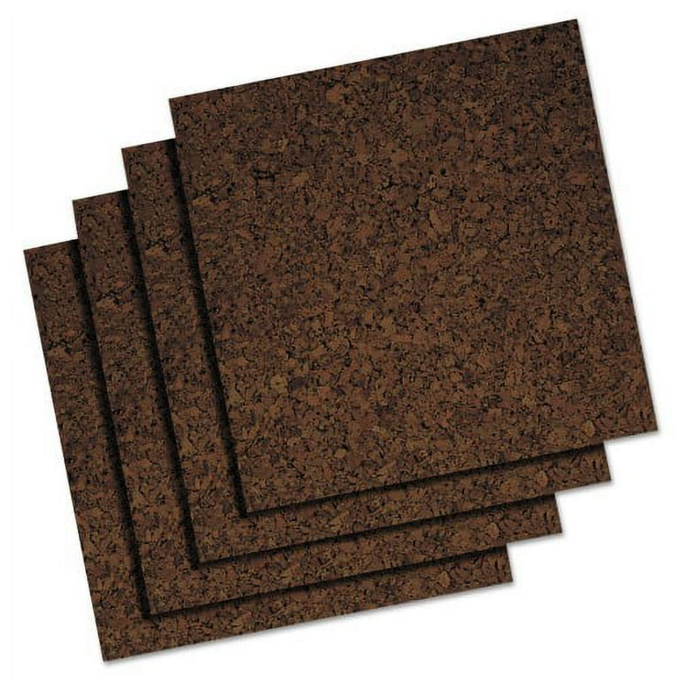 Cork Panel Bulletin Board, 12 x 12, Brown, 4 Panels/Pack Cork Panel Bulletin Board, 12 x 12, Brown, 4 Panels/Pack