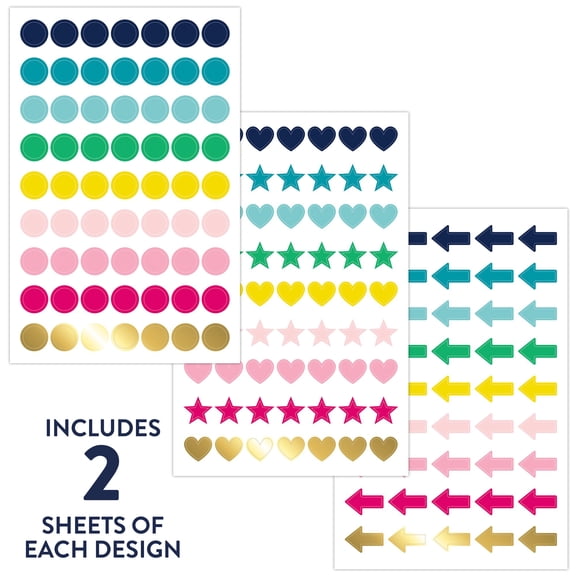 Simplified System by Emily Ley for AT-A-GLANCE Shapes Sticker Pack, Set of 6