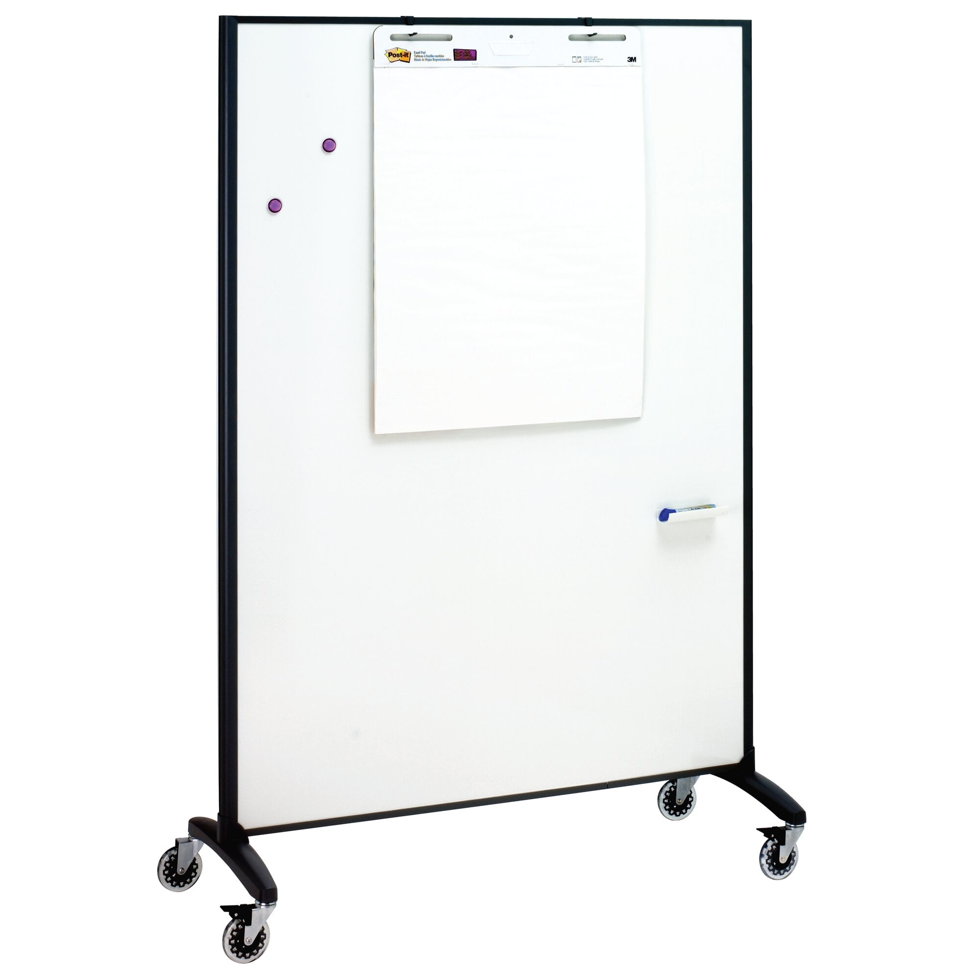 Freestanding Black and Gray Mobile Porcelain Fabric Combo Board