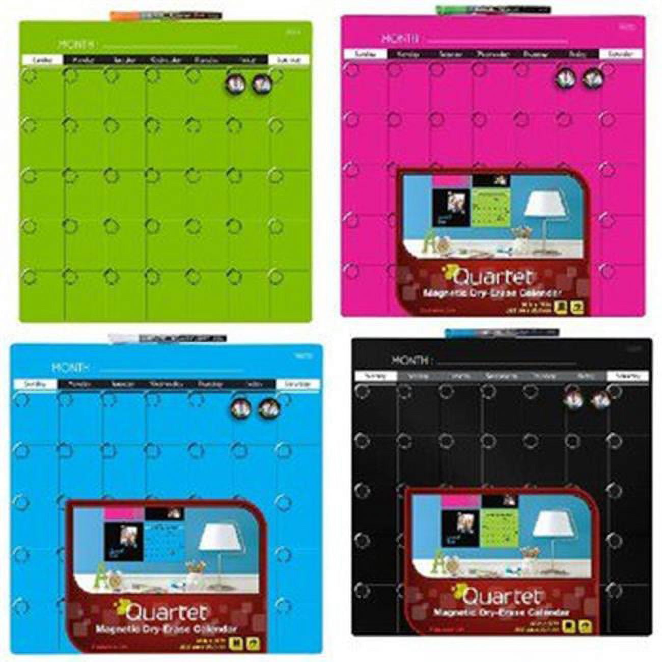 Quartet Dry Erase Calendar Tile, 14" x 14", 1Month Design, Frameless