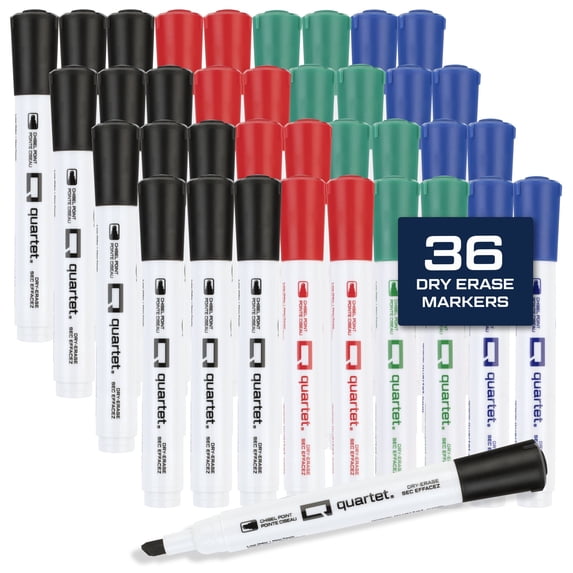 Quartet DryGuard Dry-Erase Markers Chisel Tip Assorted Colors 36 Pack - Markers