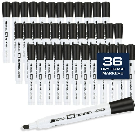 Quartet DryGuard Dry-Erase Markers Chisel Tip Black 36 Pack - Markers
