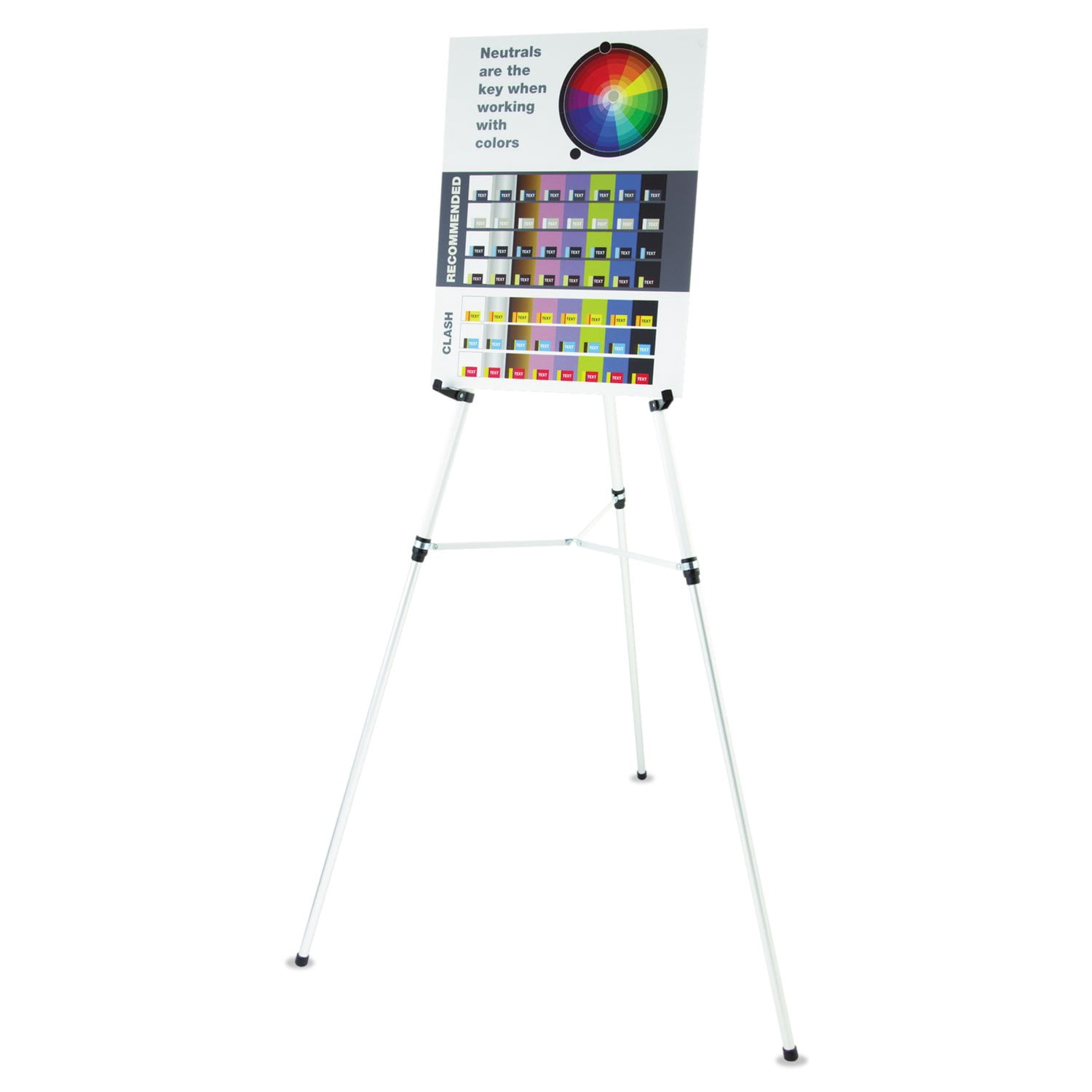 Quartet Easel, Aluminum, Heavy-Duty, Telescoping, 66" Max. Height, Supports 45 Lbs, Silver (55EX) CA3