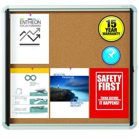 Quartet Enclosed Cork Bulletin Board for Indoor Use 30 x 27 or 6 Sheets 1 Swing