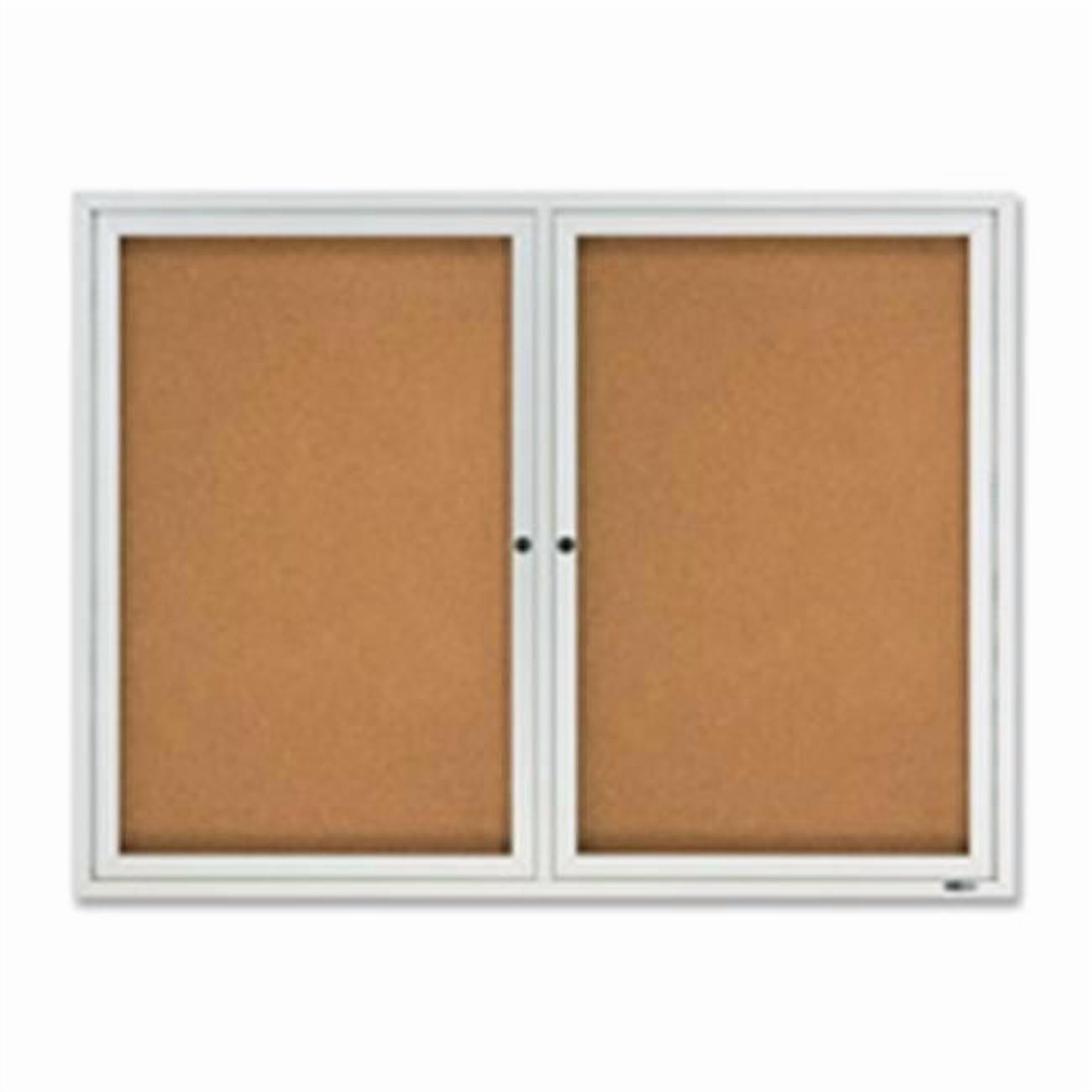 Quartet  Enclosed Outdoor Bulletin Board- 2-Door- 4ft.x3ft.- Aluminum Frame