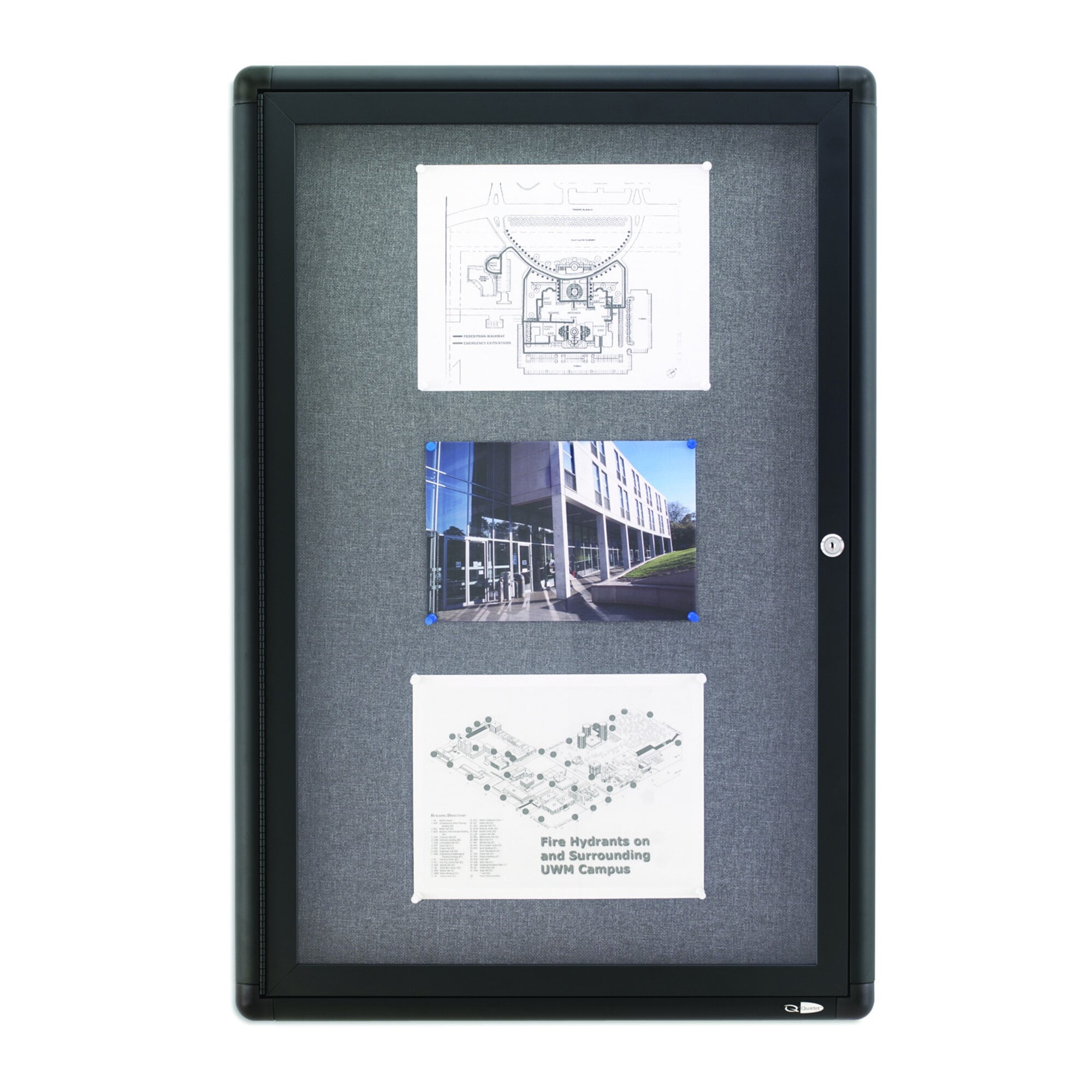 Gray Fabric Bulletin Board with Graphite Aluminum Frame, 24" x 36"
