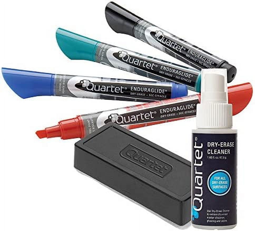 Quartet EnduraGlide Dry Erase Marker Kit with Cleaner and Eraser, Broad