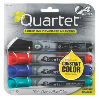 Quartet Premium Glass Board Dry Erase Markers Bullet Tip Assorted Colors 4  Pack Bullet Marker Point Style Black Blue Red Green 4 Pack - Office Depot
