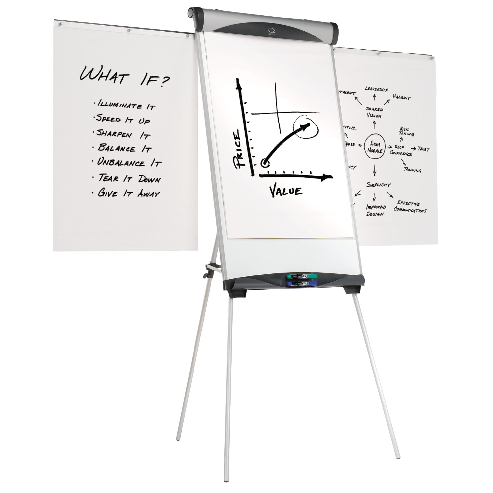 Quartet Euro Nano-Clean Magnetic Presentation Easel, 36" x 24", Silver Frame