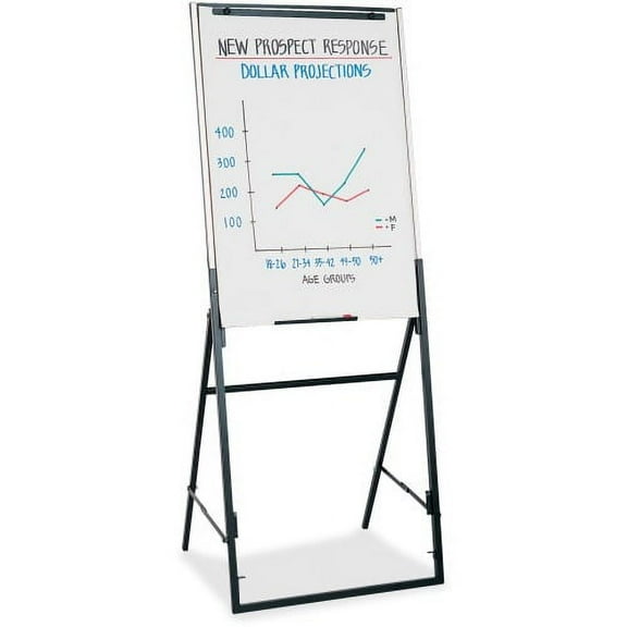 Quartet Futura Easel Whiteboard/Flip Chart 26" (2.2 ft) Width x 35" (2.9 ft) Height - White Melamine Surface - Black Frame - Rectangle - 1 Each