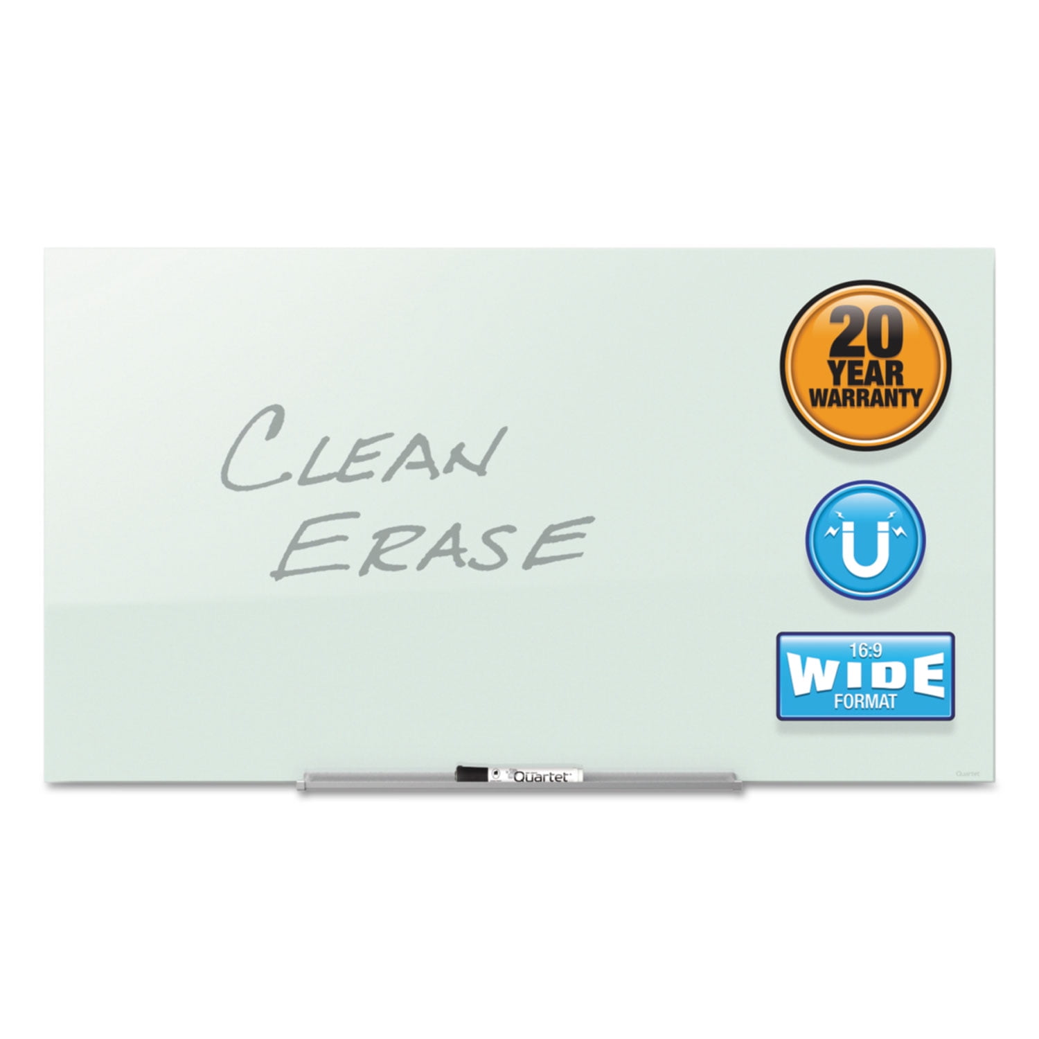 50" x 28" White Magnetic Tempered Glass Dry Erase Board