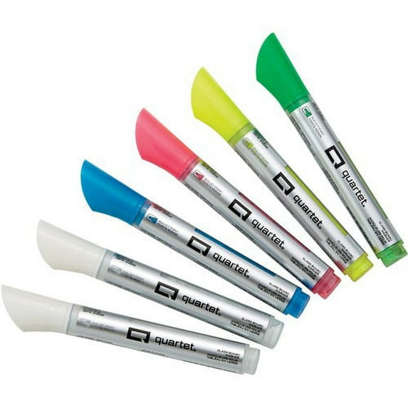 Quartet Glass Board Bullet Tip Neon Markers - Bullet Marker Point Style - Assorted Neon - 6 / Pack | Bundle of 10 Packs