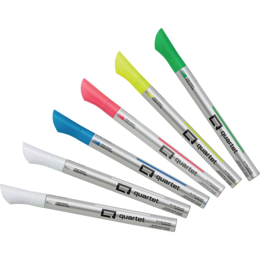 Quartet Glass Board Fine Tip Neon Markers - Fine Marker Point - Assorted Neon Liquid Ink - 6 / Pack Quartet Glass Board Fine Tip Neon Markers - Fine Marker Point - Assorted Neon Liquid Ink - 6 / Pack