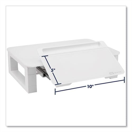 White Tempered Glass Adjustable Desktop Monitor Stand with Dry-Erase Board