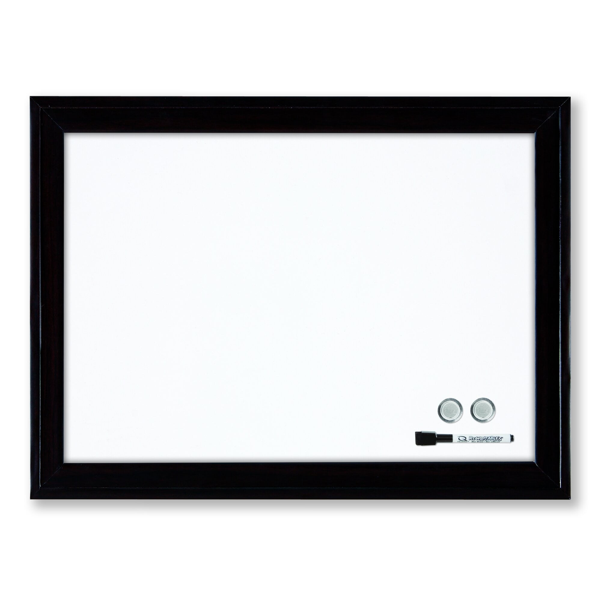 Magnetic Whiteboard with Black Ebony Wood Frame, 23 x 17