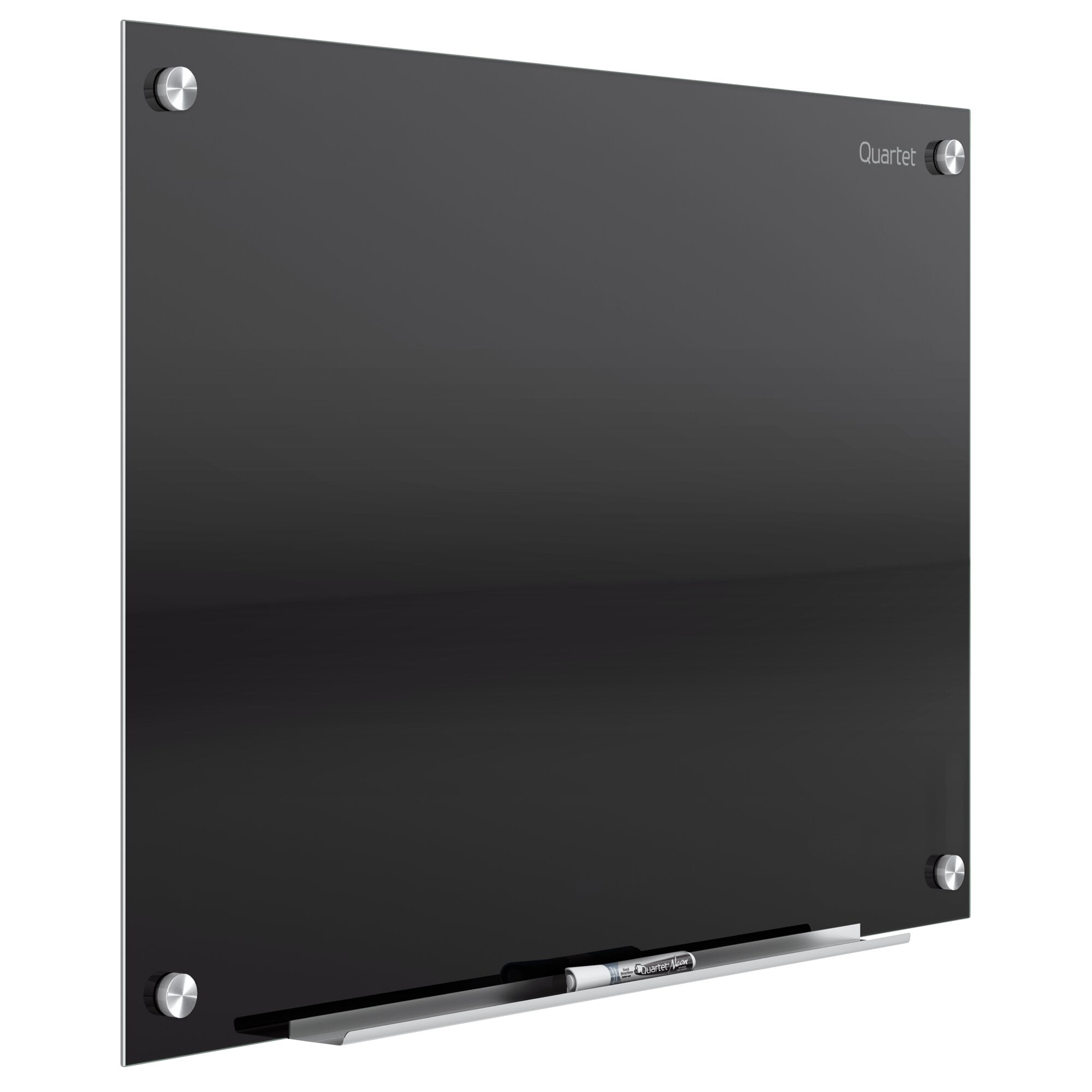 Quartet Infinity Glass Magnetic Dry-Erase Board, 24" x 18" (2' x 1 1/2'), Black Surface