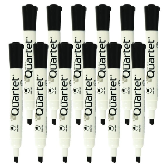Quartet Low Odor Dry-Erase Markers, Chisel Tip, Black, 12 Pack