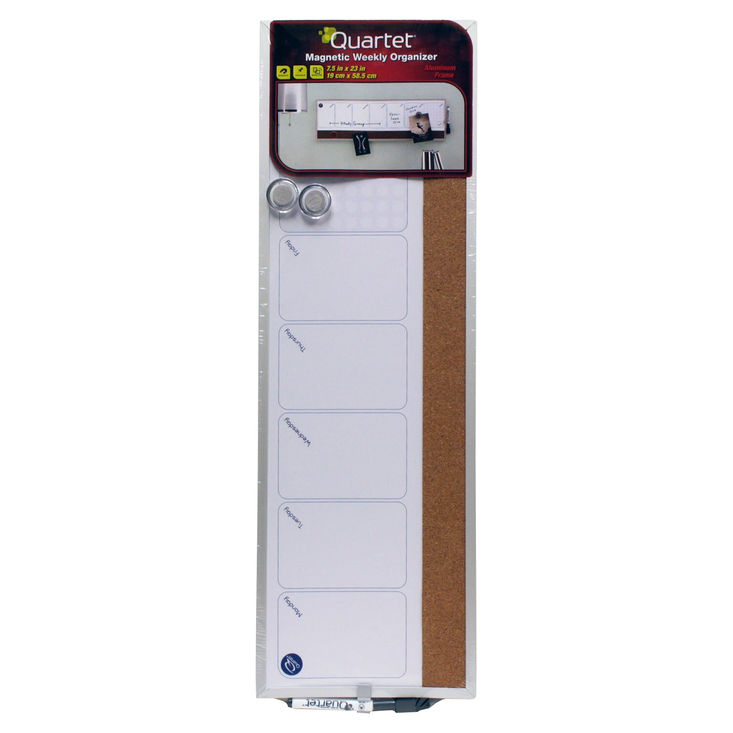 Quartet Magnetic Calendar Combo, Dry-Erase And Bulletin, 7 X 23 Inches (79222)