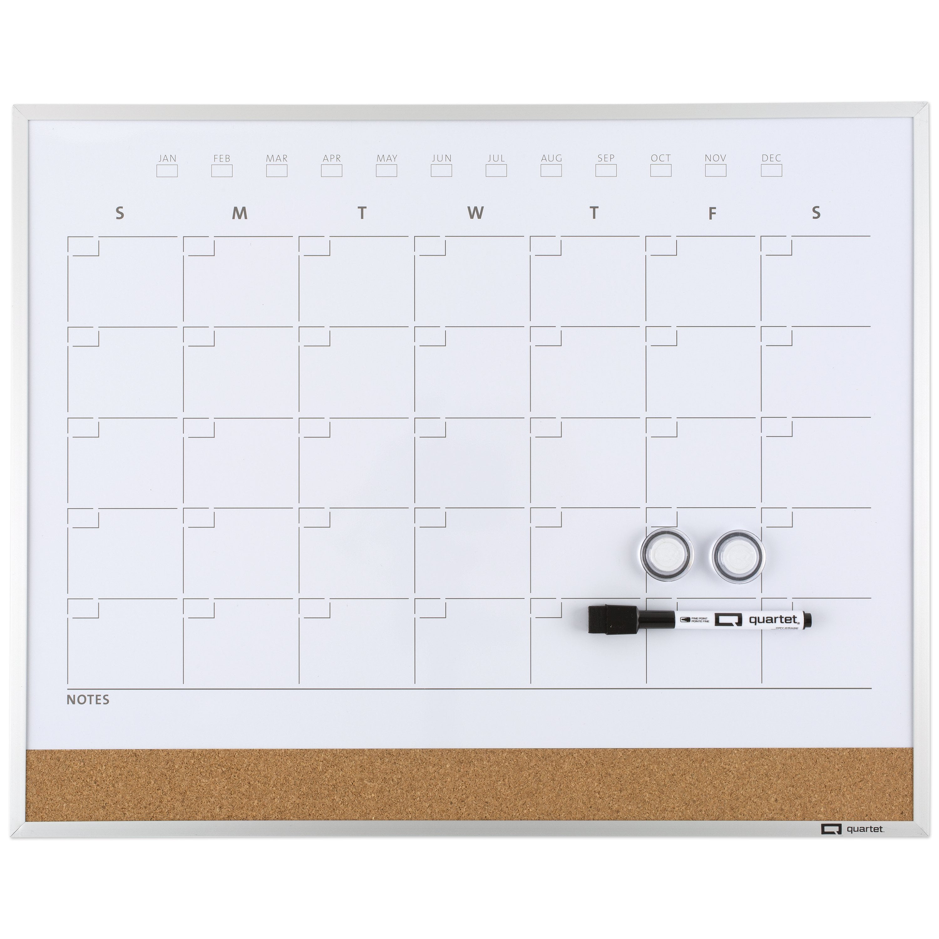 Quartet Magnetic Combination Calendar Board, 16" x 20", Silver Frame (Q232016A00-WMT-R)