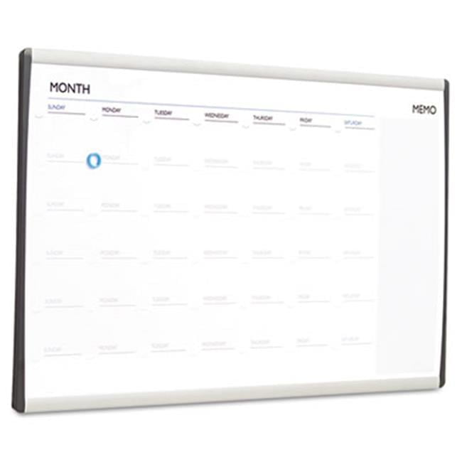 Quartet  Magnetic Dry Erase Calendar  Painted Steel  18 x 30  White/Aluminum Frame