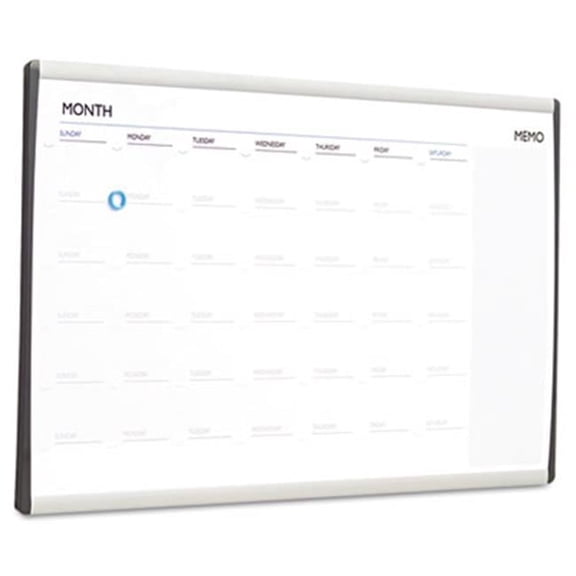 Quartet Magnetic Dry Erase Calendar Painted Steel 18 x 30 White/Aluminum Frame